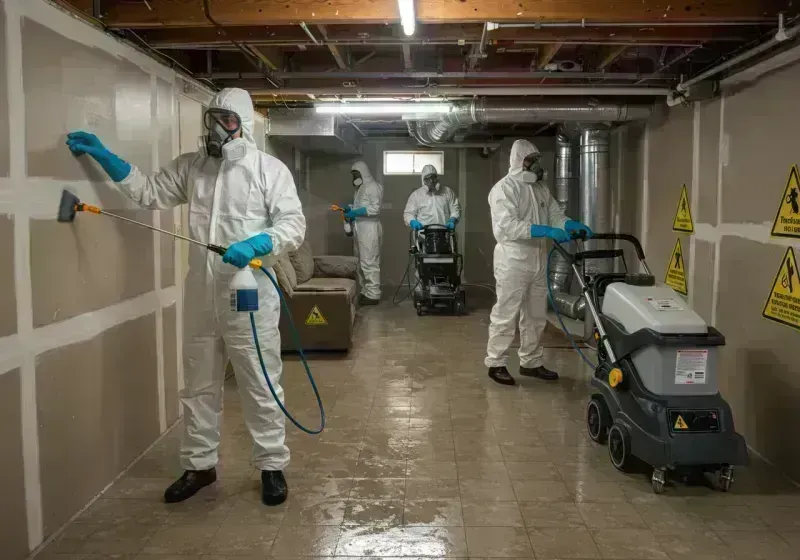 Basement Moisture Removal and Structural Drying process in Key Center, WA